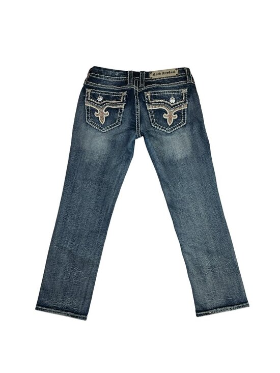 Rock Revival Denim - Rock Revival Betty Capri Jeans Womens 27 Distressed Contrast Stitching